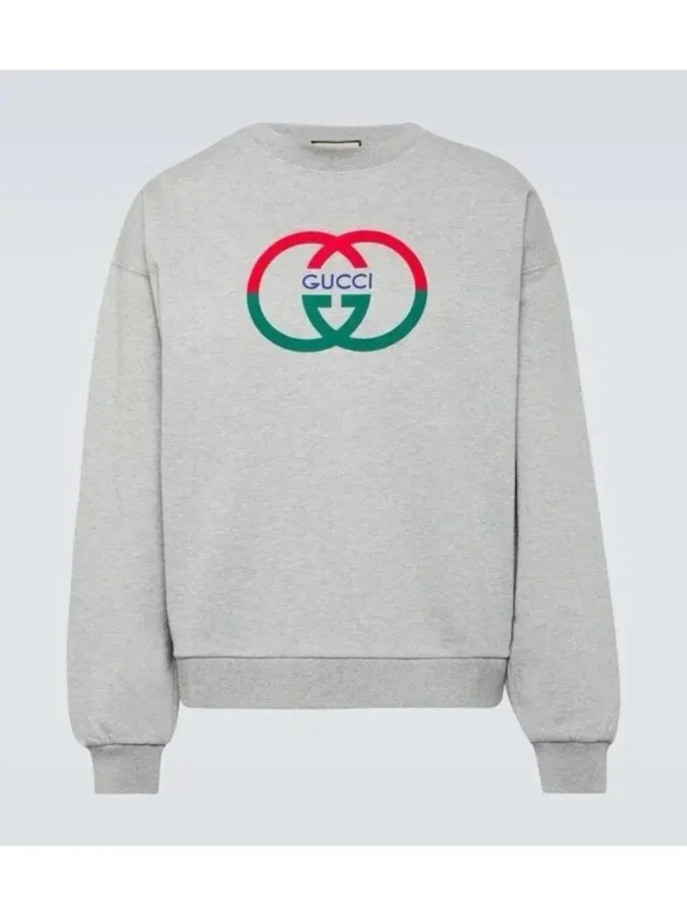 NEW GUCCI GREY LOGO SWEATSHIRT LOGO COTTON SZ M 100% Authentic